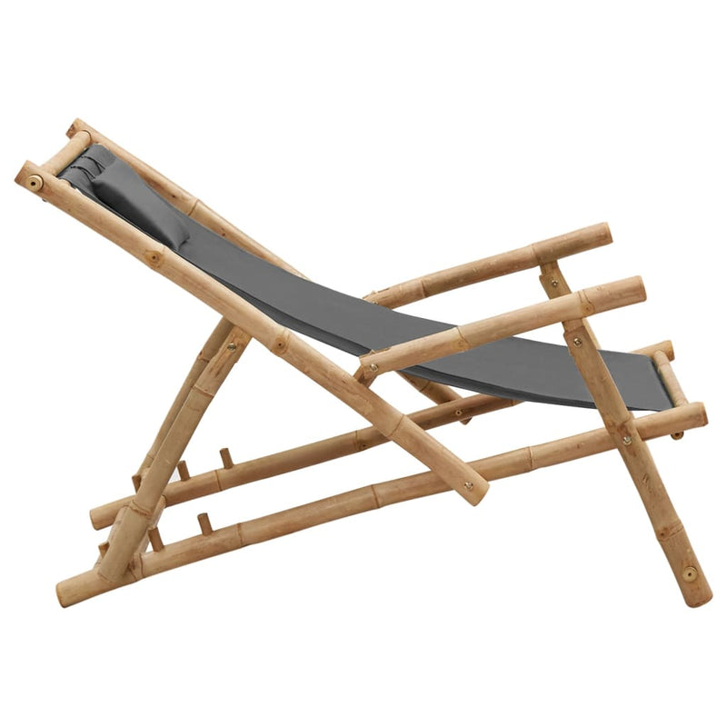 Deck Chair Bamboo and Canvas Dark Grey