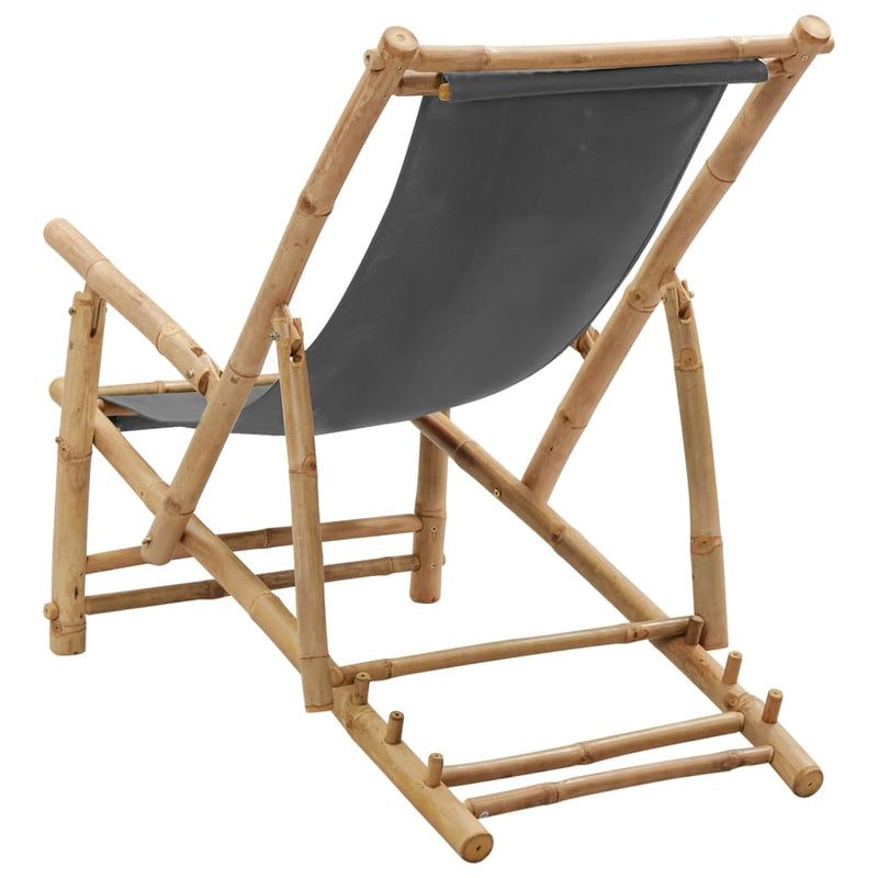 Deck Chair Bamboo and Canvas Dark Grey