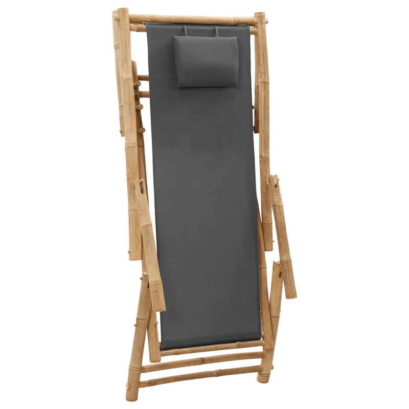 Deck Chair Bamboo and Canvas Dark Grey