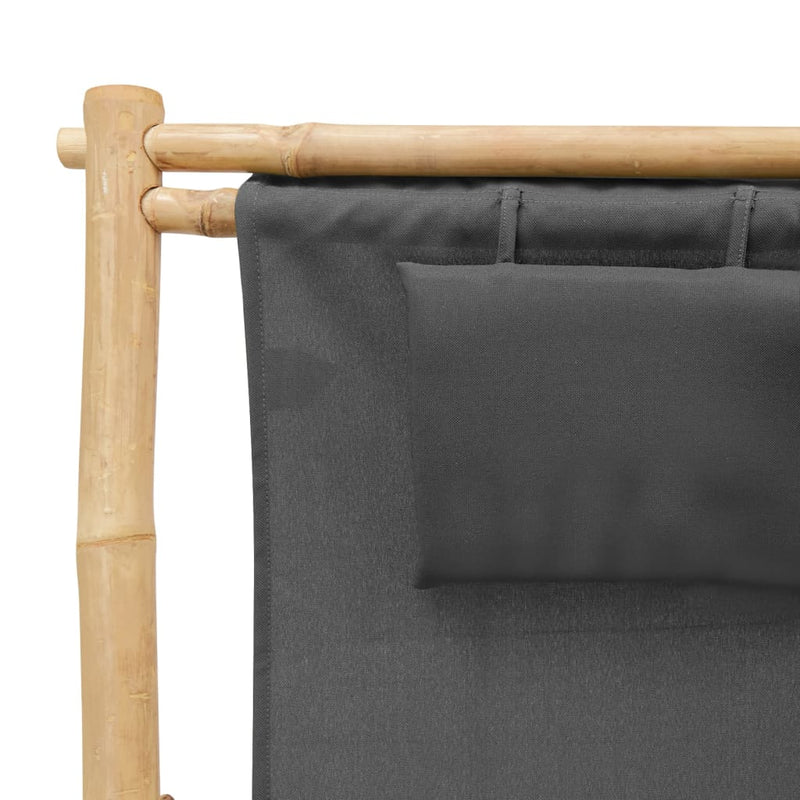 Deck Chair Bamboo and Canvas Dark Grey