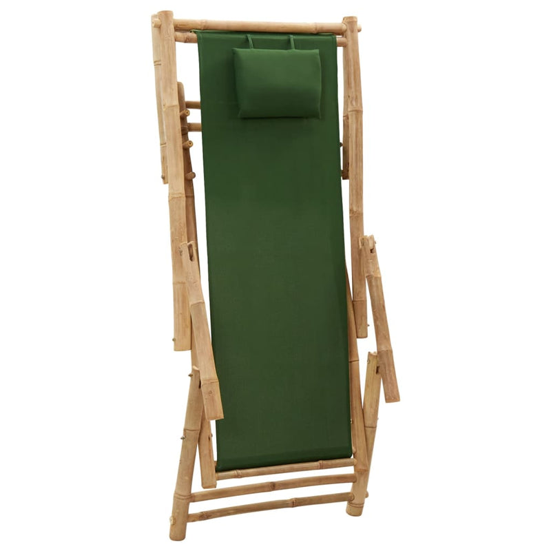 Deck Chair Bamboo and Canvas Green