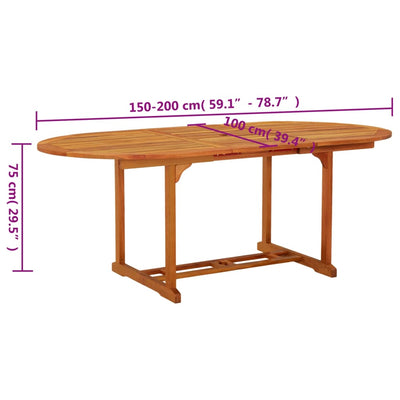 Garden Table 200x100x75 cm Solid Wood Eucalyptus