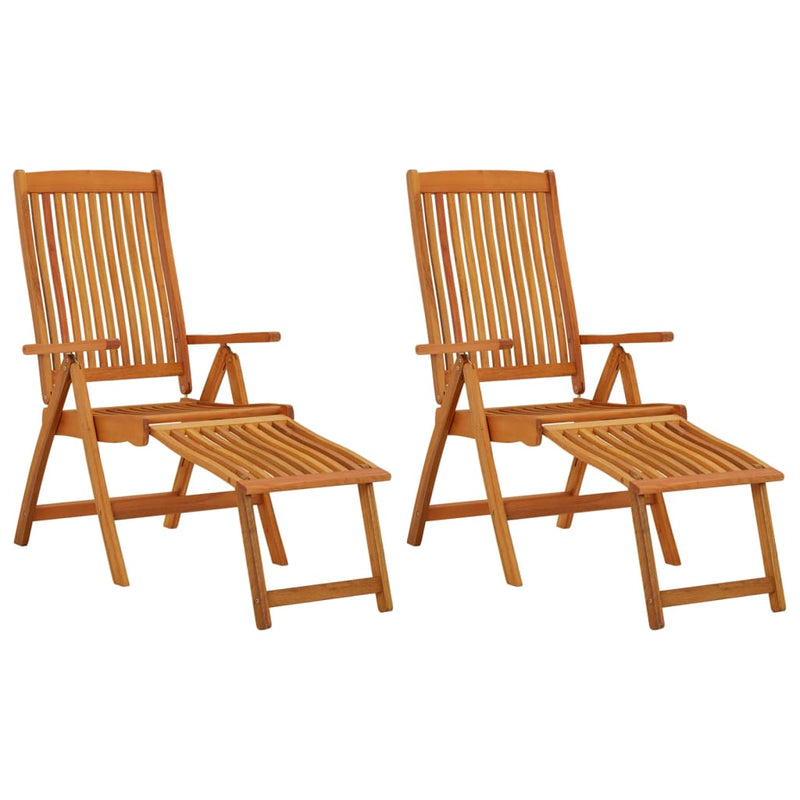 Folding Garden Chairs with Footrests 2 pcs Solid Wood Eucalyptus