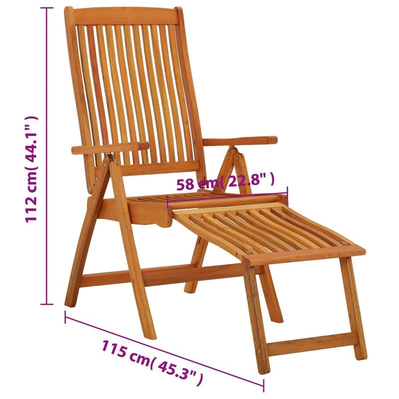 Folding Garden Chairs with Footrests 2 pcs Solid Wood Eucalyptus