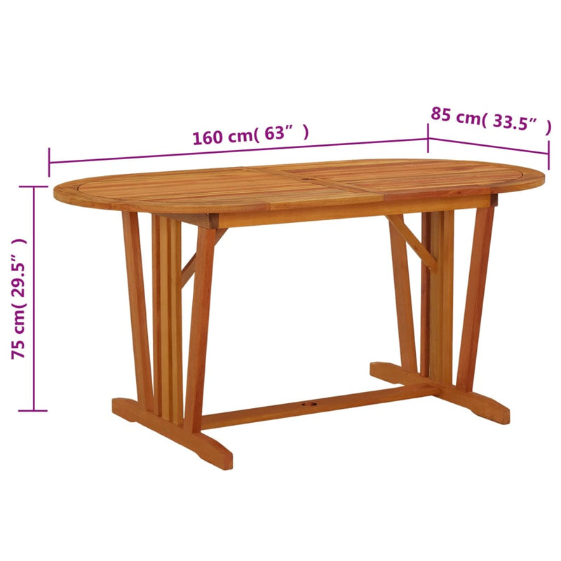 Garden Table 160x85x75 cm Solid Wood Eucalyptus