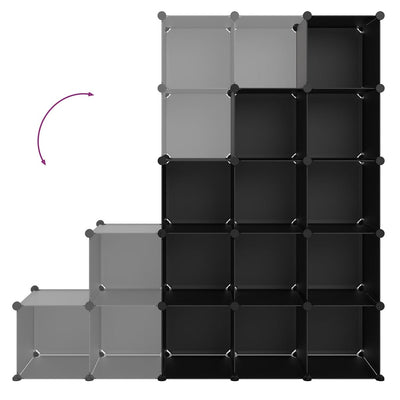 Storage Cube Organiser with 15 Cubes Black PP