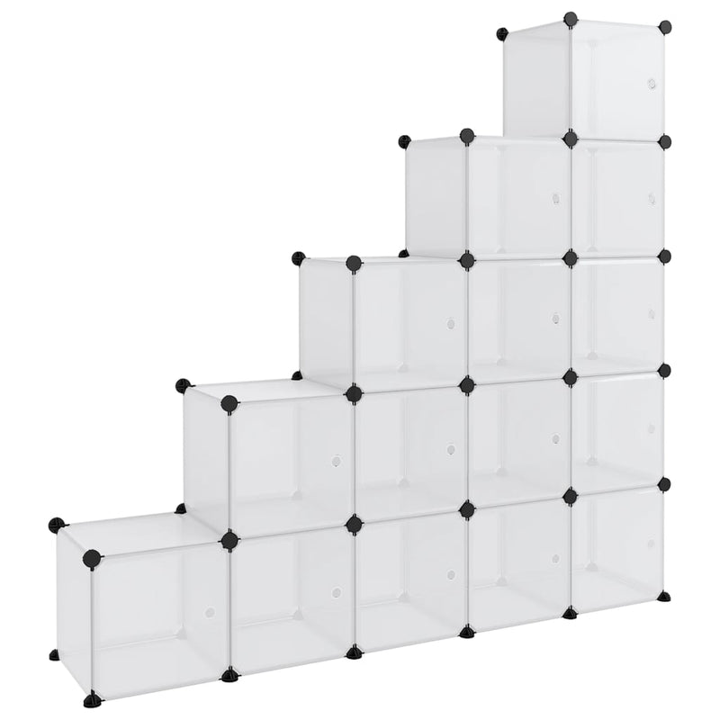 Storage Cube Organiser with 15 Cubes and Doors Transparent PP