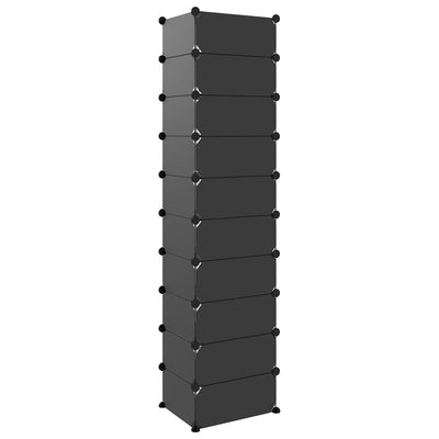 Shoe Rack Black 44x32x174 cm PP