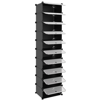 Shoe Rack Black 44x32x174 cm PP