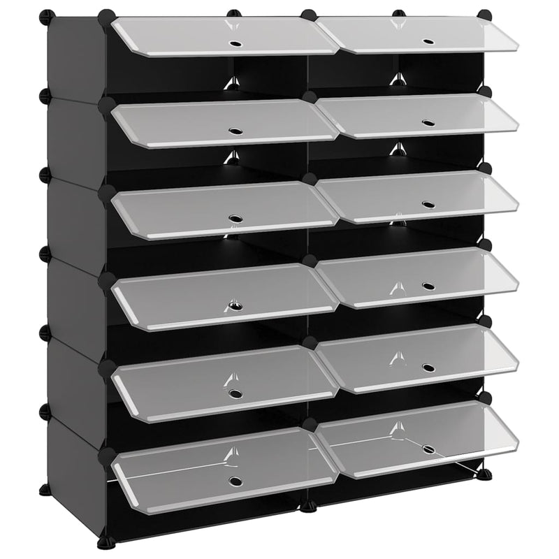 Shoe Rack Black 94.5x36.5x106 cm PP