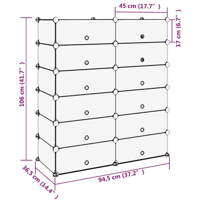 Shoe Rack Black 94.5x36.5x106 cm PP