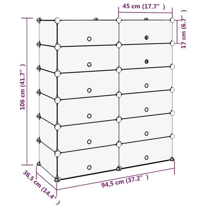 Shoe Rack Black 94.5x36.5x106 cm PP