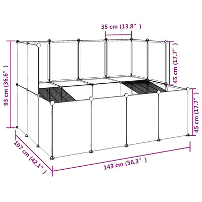 Small Animal Cage Black 143x107x93 cm PP and Steel