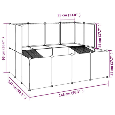 Small Animal Cage Transparent 143x107x93 cm PP and Steel