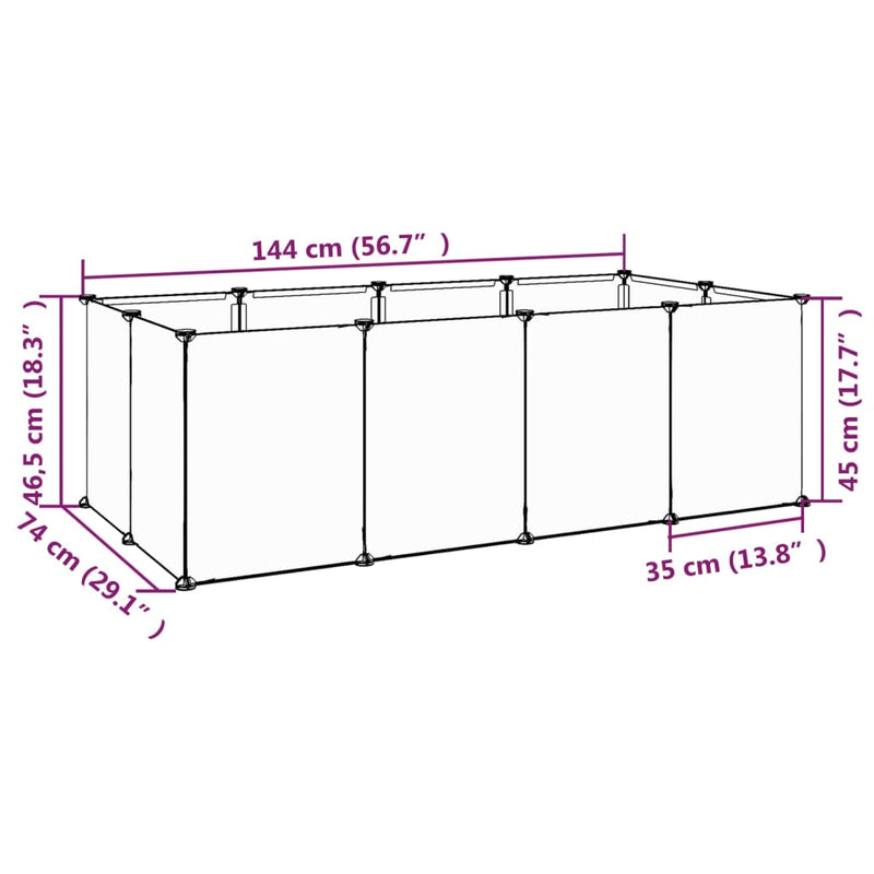 Small Animal Cage Transparent 144x74x46.5 cm PP and Steel