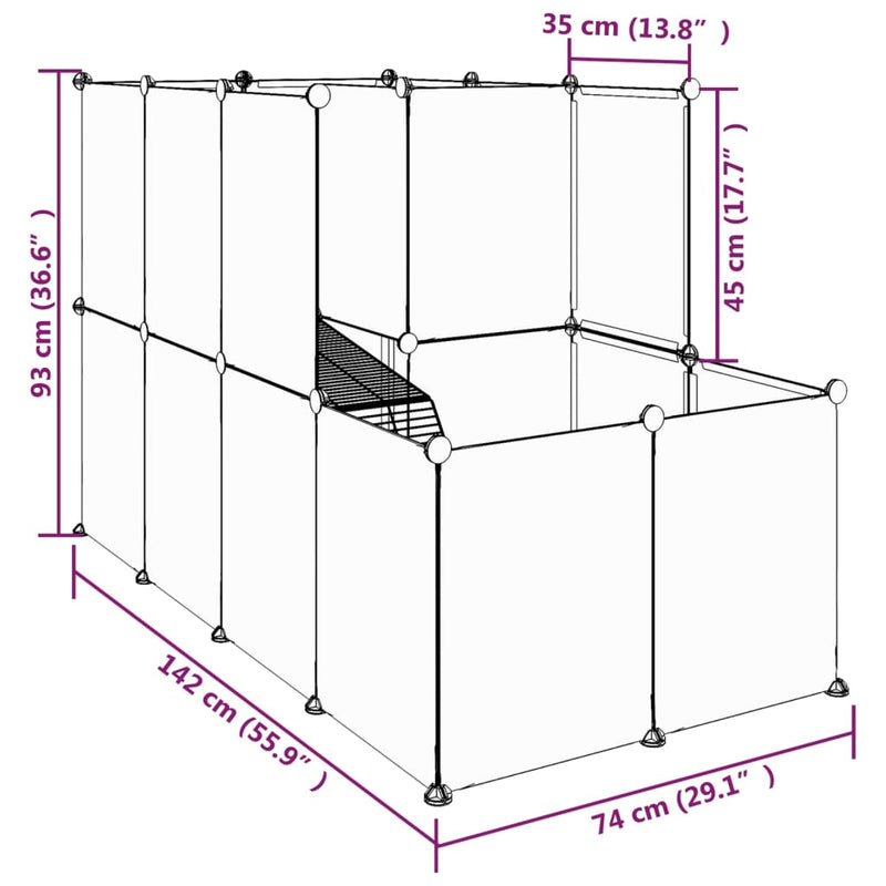 Small Animal Cage Black 142x74x93 cm PP and Steel