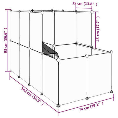 Small Animal Cage Transparent 142x74x93 cm PP and Steel