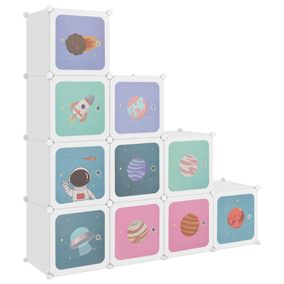 Cube Storage Cabinet for Kids with 10 Cubes White PP