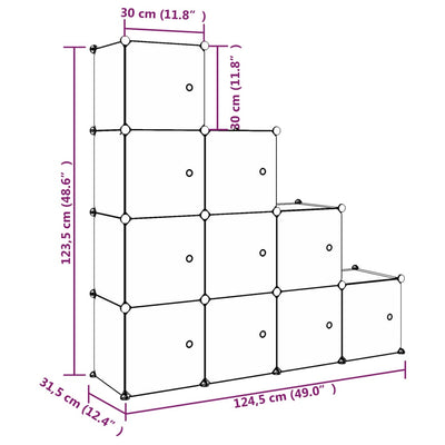 Cube Storage Cabinet for Kids with 10 Cubes White PP