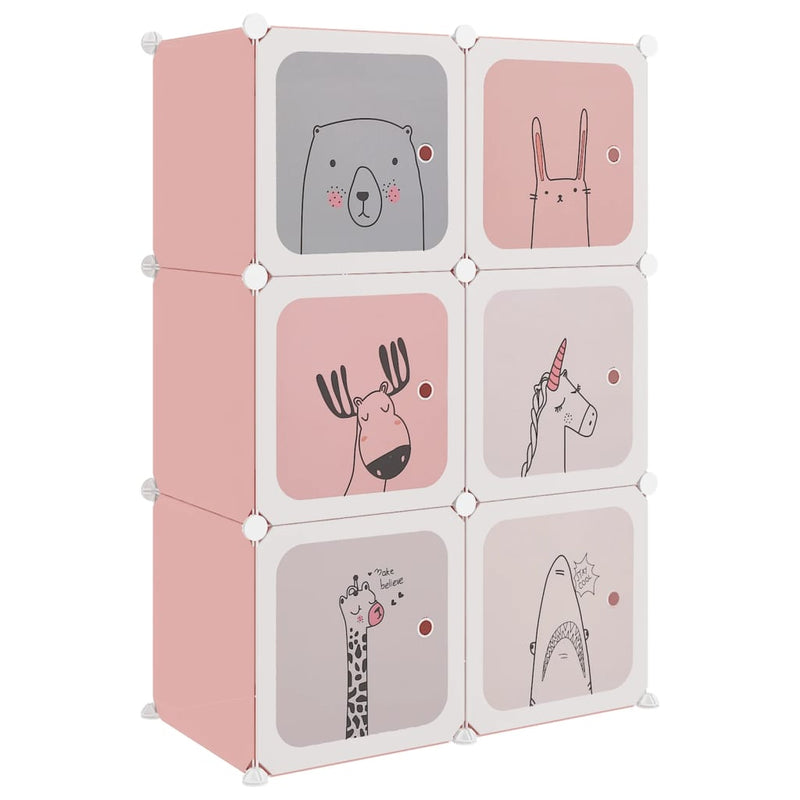 Cube Storage Cabinet for Kids with 6 Cubes Pink PP