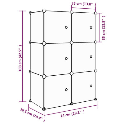 Cube Storage Cabinet for Kids with 6 Cubes Pink PP