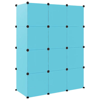 Cube Storage Cabinet for Kids with 12 Cubes Blue PP