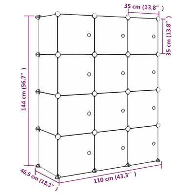 Cube Storage Cabinet for Kids with 12 Cubes Pink PP