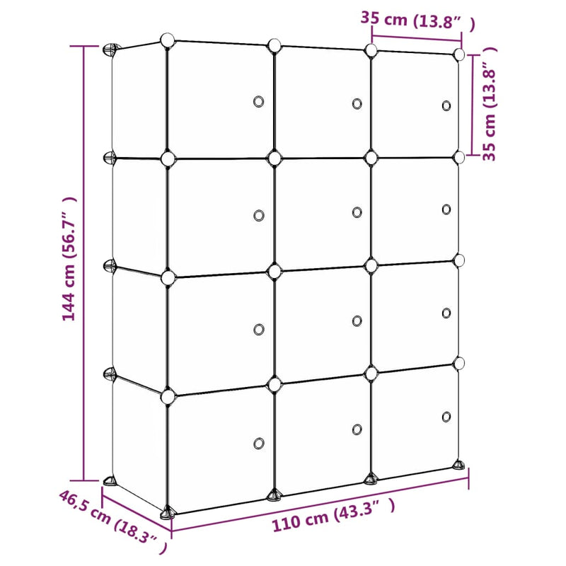 Cube Storage Cabinet for Kids with 12 Cubes Pink PP