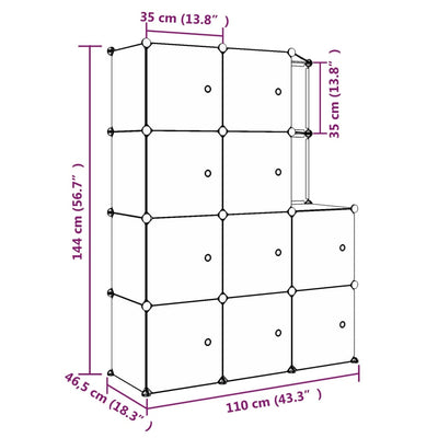 Cube Storage Cabinet for Kids with 10 Cubes Black PP