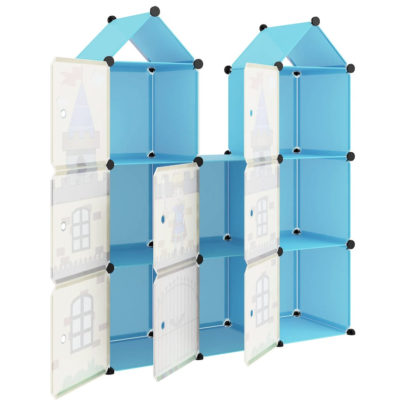 Cube Storage Cabinet for Kids with 8 Cubes Blue PP