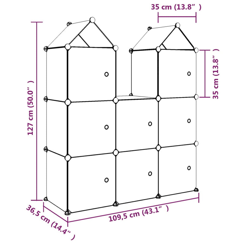 Cube Storage Cabinet for Kids with 8 Cubes Blue PP