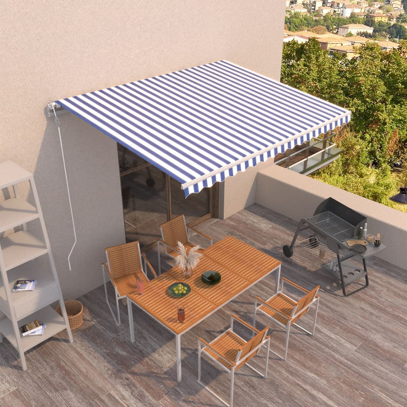 Automatic Retractable Awning 400x300 cm Blue and White