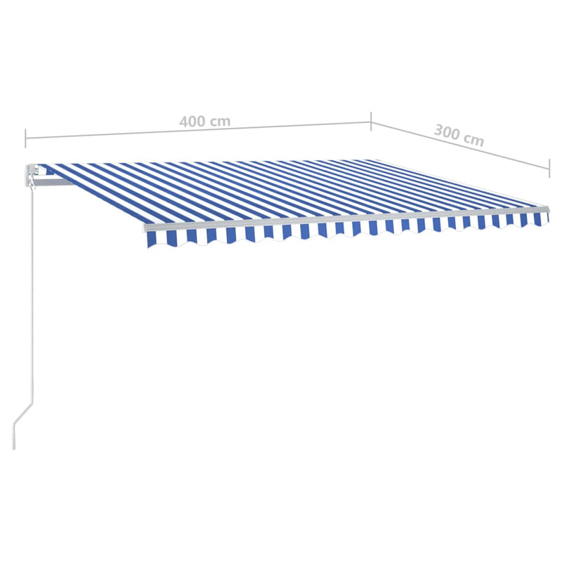 Automatic Retractable Awning with Posts 4x3 m Blue&White