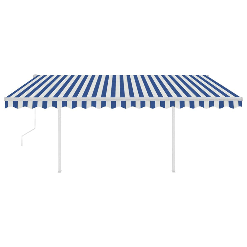 Automatic Retractable Awning with Posts 4x3 m Blue&White