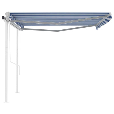 Automatic Retractable Awning with Posts 4x3 m Blue&White