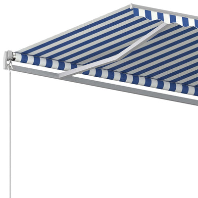 Automatic Retractable Awning with Posts 4x3 m Blue&White