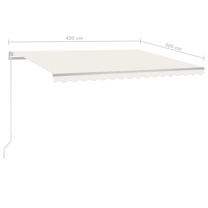 Automatic Retractable Awning with Posts 4x3 m Cream