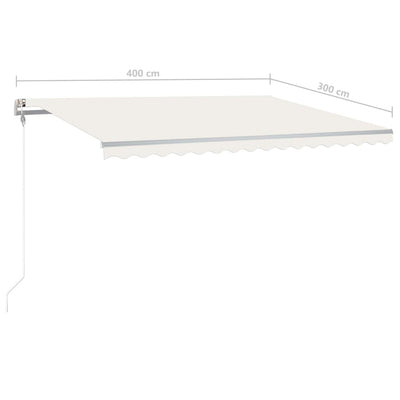 Automatic Retractable Awning with Posts 4x3 m Cream