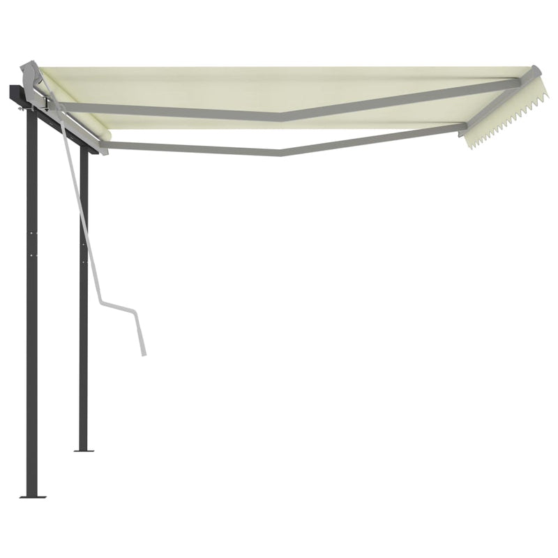 Automatic Retractable Awning with Posts 4x3 m Cream