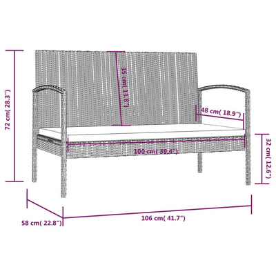 8 Piece Garden Lounge Set with Cushions Poly Rattan Black