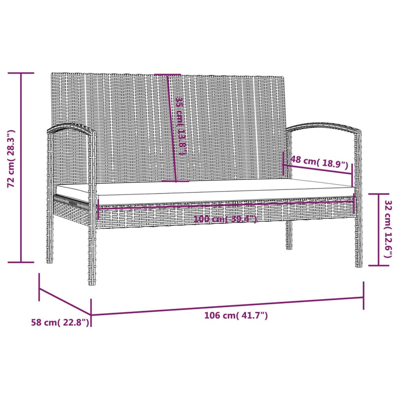 8 Piece Garden Lounge Set with Cushions Poly Rattan Black