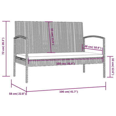 8 Piece Garden Lounge Set with Cushions Poly Rattan Grey