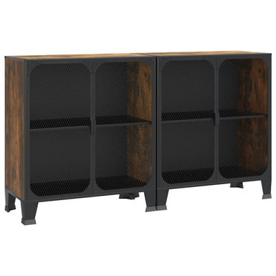 Storage Cabinets 2 pcs Rustic Brown 72x36x82 cm Metal and MDF