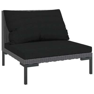 Garden Sofa with Cushions Half Round Poly Rattan