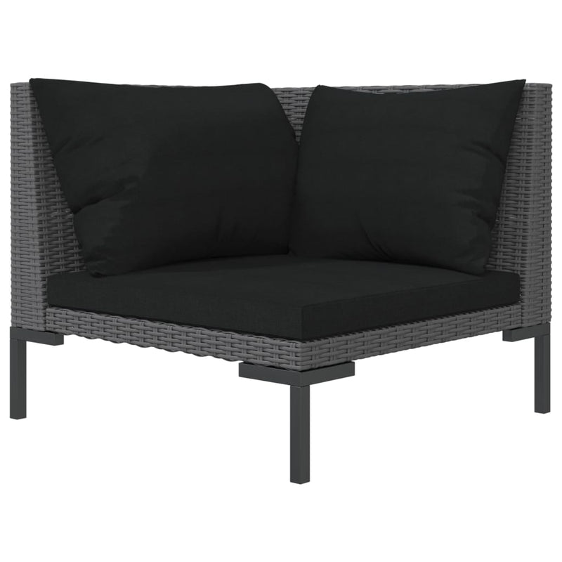 Garden Sofa with Cushions Half Round Poly Rattan