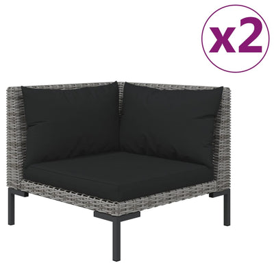 Garden Sofas 2pcs with Cushions Half Round Poly Rattan