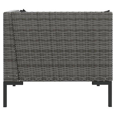 3 Piece Garden Lounge Set Dark Grey Half Round Poly Rattan