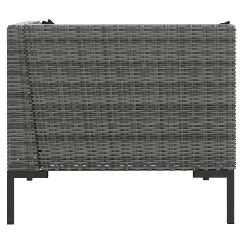 3 Piece Garden Lounge Set Dark Grey Half Round Poly Rattan