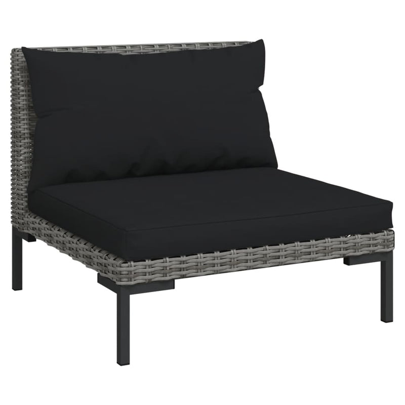 3 Piece Garden Lounge Set Dark Grey Half Round Poly Rattan