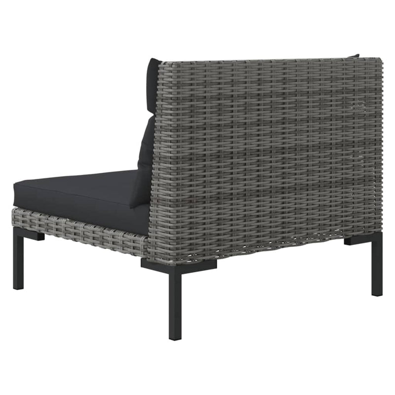 3 Piece Garden Lounge Set Dark Grey Half Round Poly Rattan